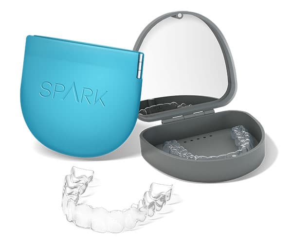 Backus Smiles, Spark Clear Aligners, More Clear: Spark is More Clear, Spark Clear Aligner in its case