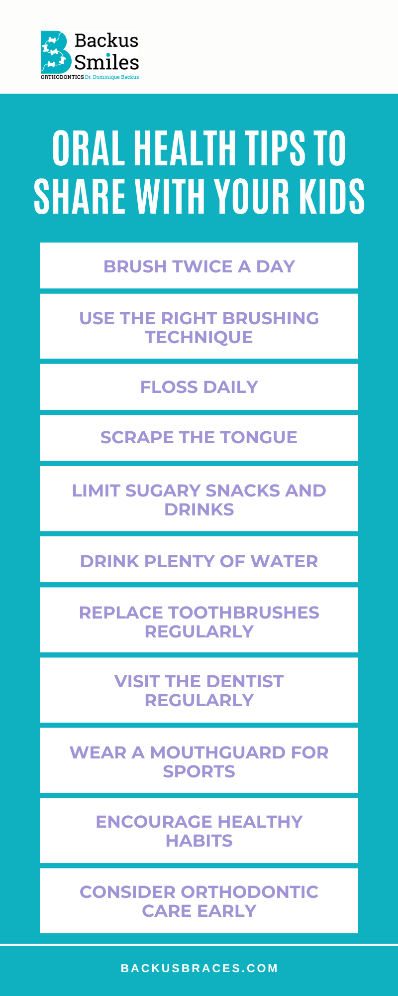Oral Health Tips To Share With Your Kids Infographic